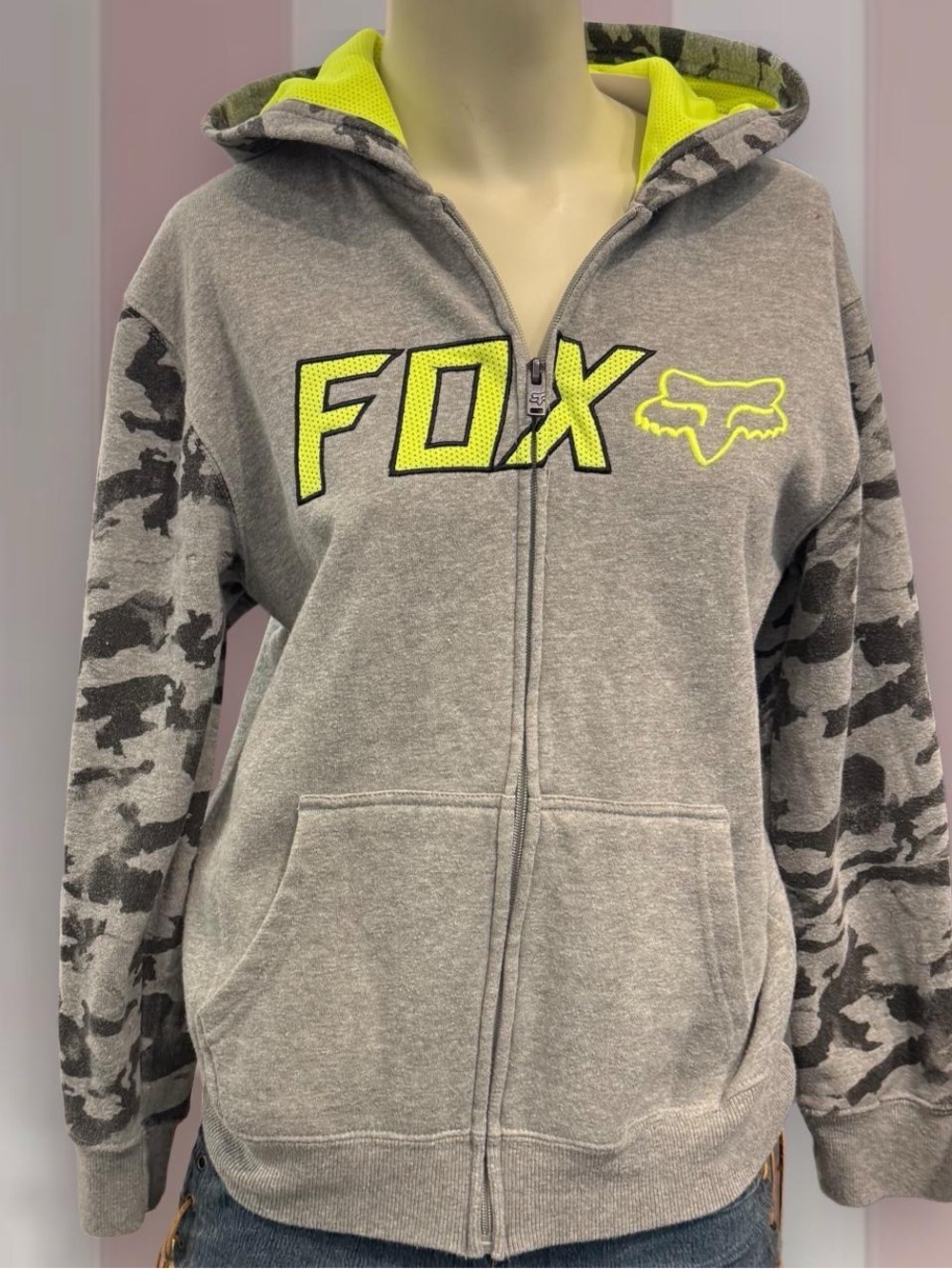 FOX Racing Y2K Grey/Green Zip Hoodie
